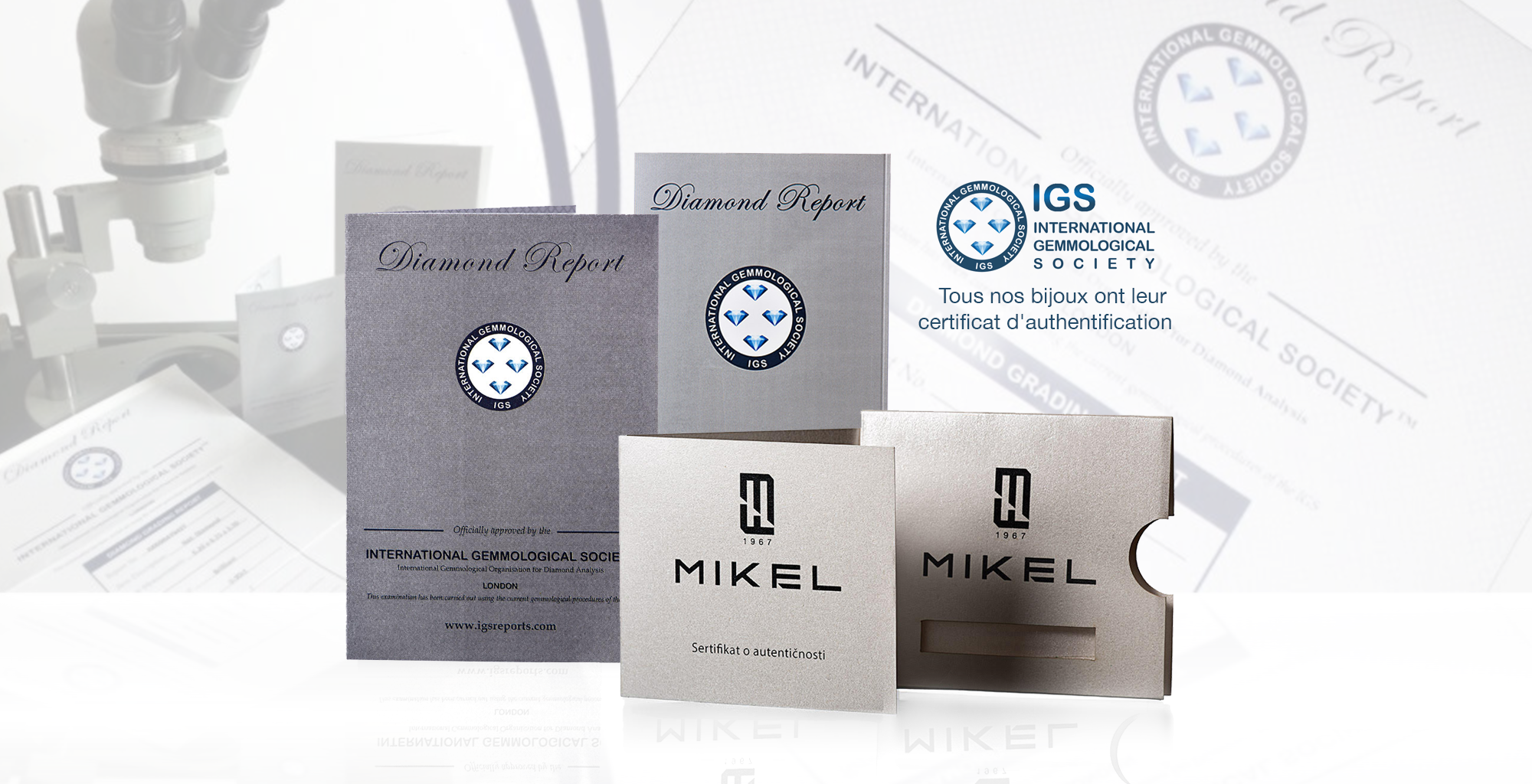 Mikel F Diamond Center délivre un certificat d’authenticité pour tout achat de bijoux. 